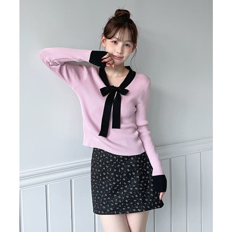 【2WAY】リボンタイ配色リブニット/2026 SS COLLECTION | by muni:r | 詳細画像13 