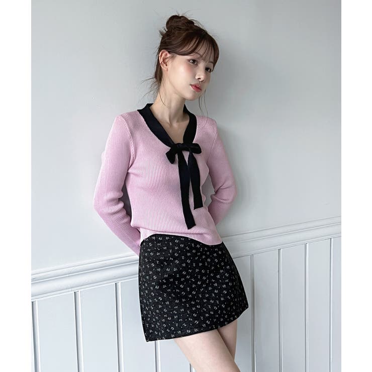 【2WAY】リボンタイ配色リブニット/2026 SS COLLECTION | by muni:r | 詳細画像16 