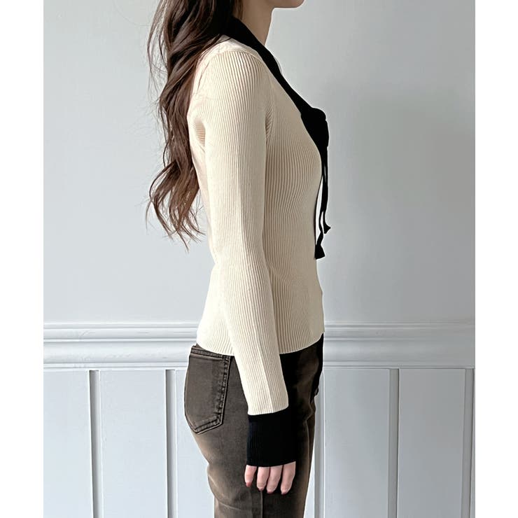 【2WAY】リボンタイ配色リブニット/2026 SS COLLECTION | by muni:r | 詳細画像25 