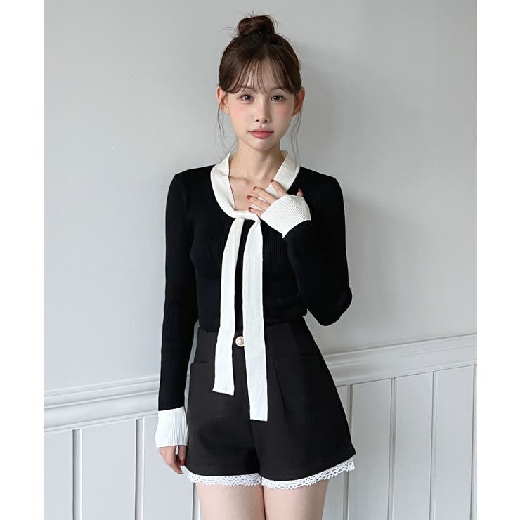 【2WAY】リボンタイ配色リブニット/2026 SS COLLECTION | by muni:r | 詳細画像5 