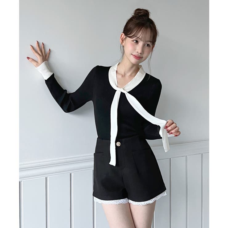 【2WAY】リボンタイ配色リブニット/2026 SS COLLECTION | by muni:r | 詳細画像6 