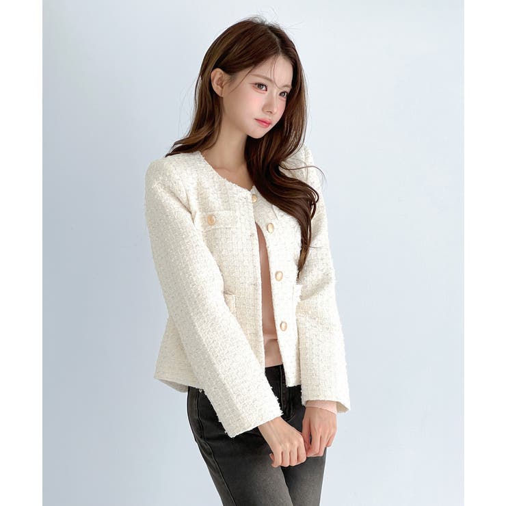 【着用動画あり 3色展開】クラシックゴールドボタンツイードジャケット 2026 | by muni:r | 詳細画像1 