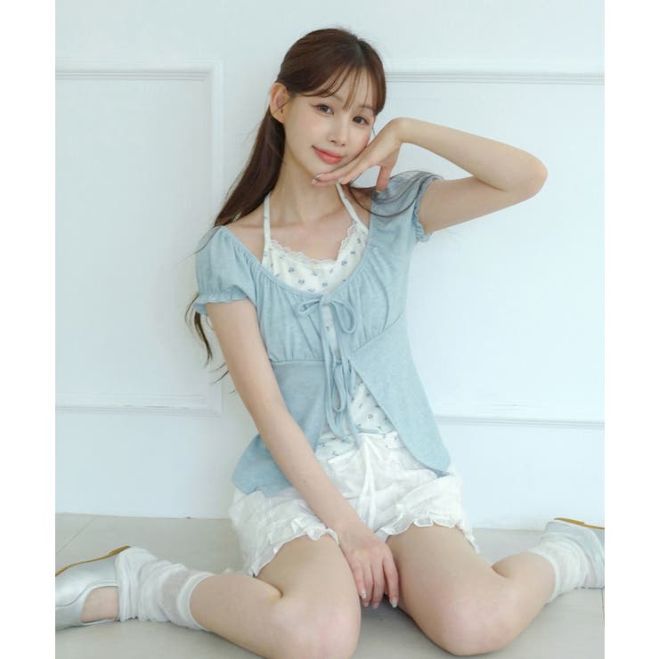 【選べる4色 着用動画あり】フラワーレースホルターレイヤードTシャツ 2026 | by muni:r | 詳細画像16 