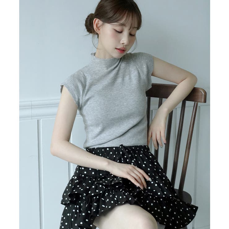 【選べる5色 着用動画あり！】ロマンティックパールハーフネック半袖ニット 202… | by muni:r | 詳細画像26 