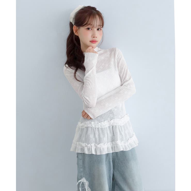 レースハイネック フリルTシャツ/2026 AW COLLECTION | by muni:r | 詳細画像9 