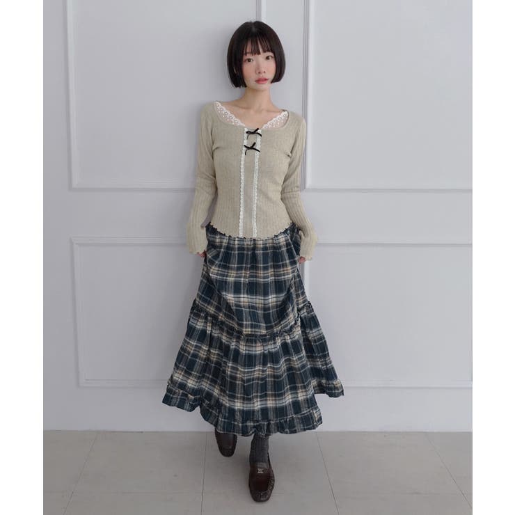 ヴィンテージティアードチェックロングスカート 2026 AW[品番