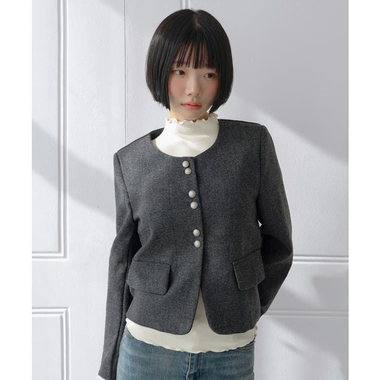 モーメント ラウンドノーカラージャケット/2026 AW COLLECTION | by muni:r | 詳細画像1 