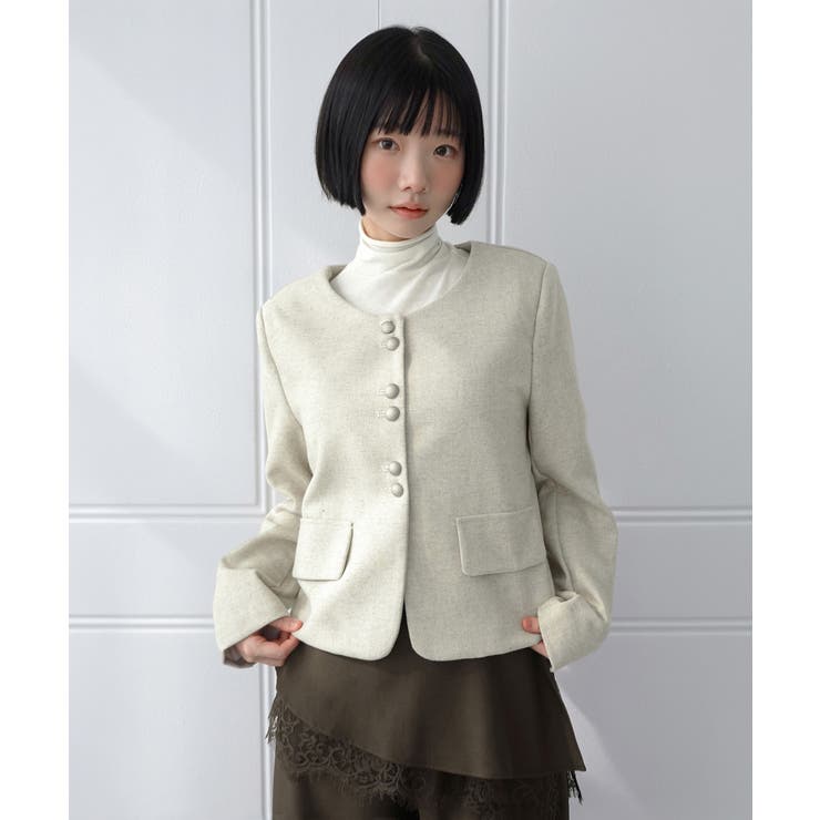 モーメント ラウンドノーカラージャケット/2026 AW COLLECTION | by muni:r | 詳細画像9 
