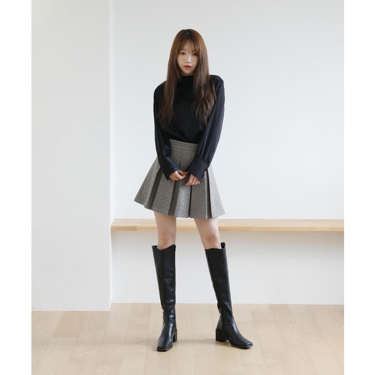 バンドカラー パフ袖 サテンブラウス | by muni:r | 詳細画像10 