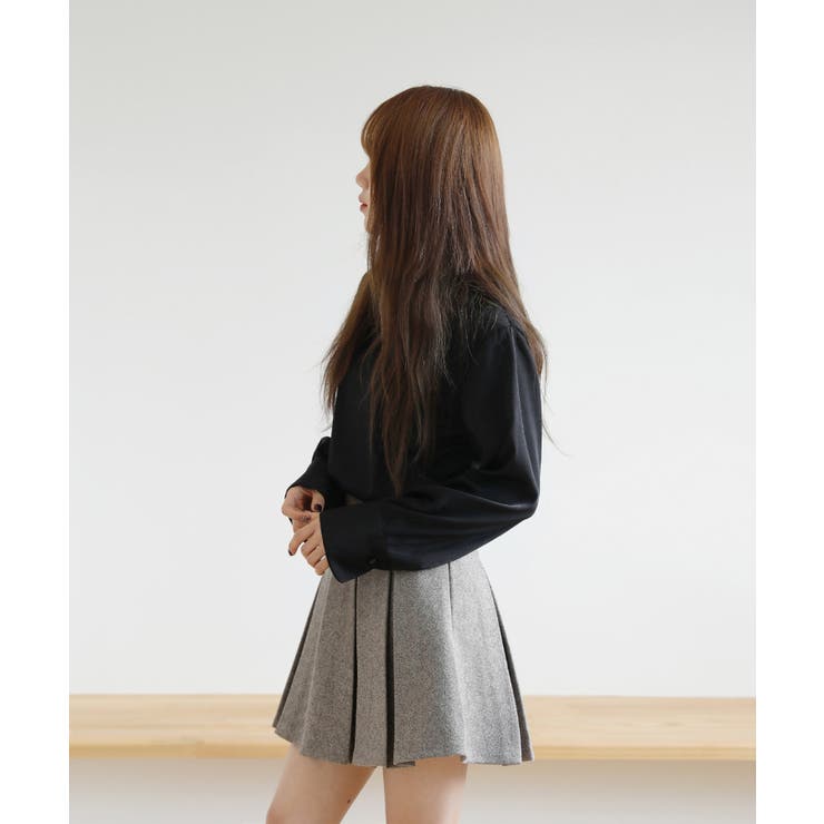 バンドカラー パフ袖 サテンブラウス | by muni:r | 詳細画像12 