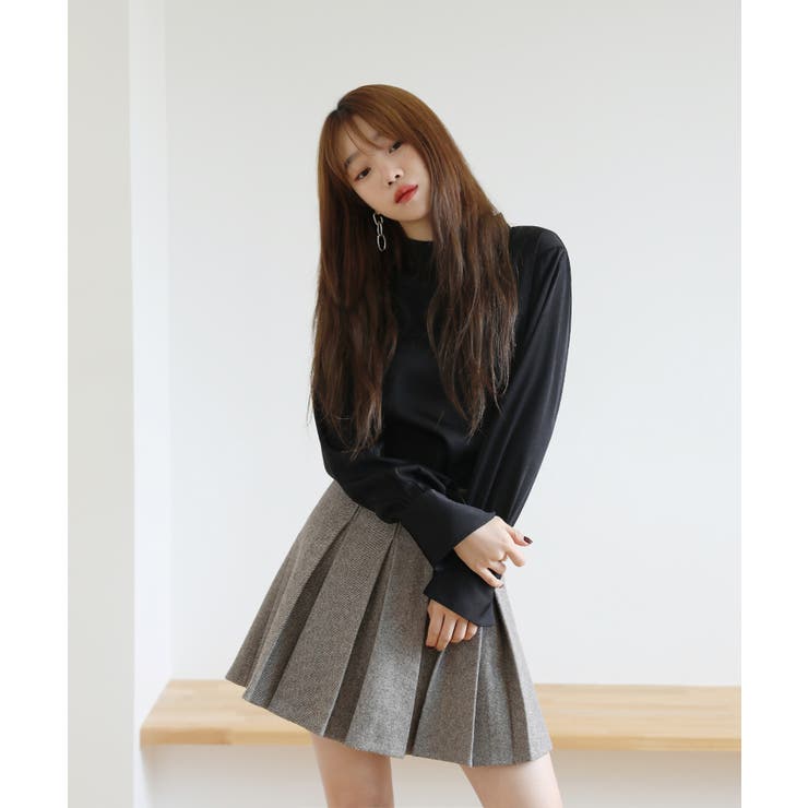 バンドカラー パフ袖 サテンブラウス | by muni:r | 詳細画像14 