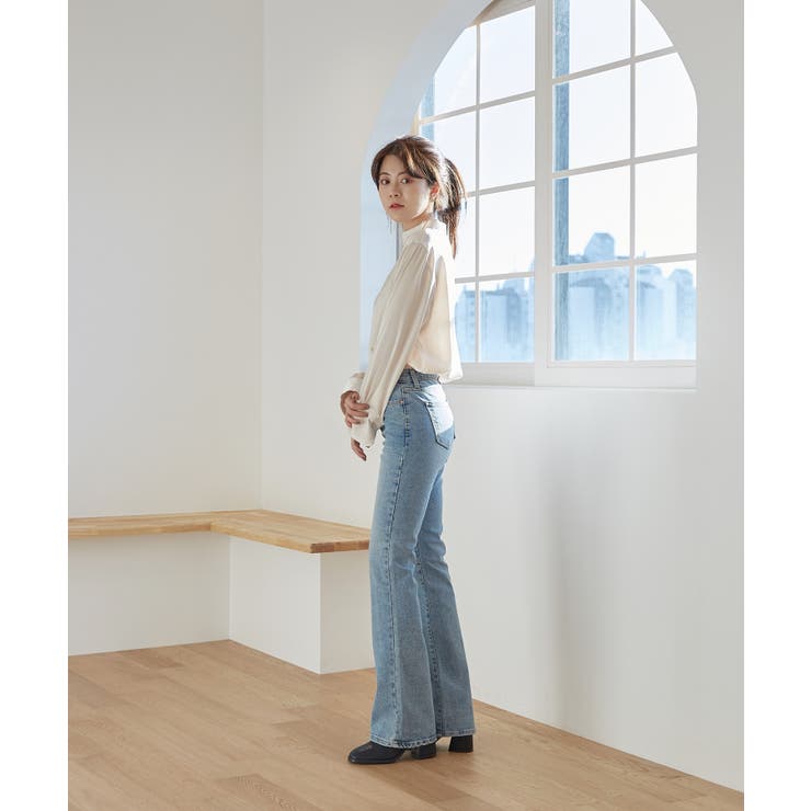 バンドカラー パフ袖 サテンブラウス | by muni:r | 詳細画像2 