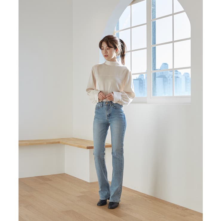 バンドカラー パフ袖 サテンブラウス | by muni:r | 詳細画像4 