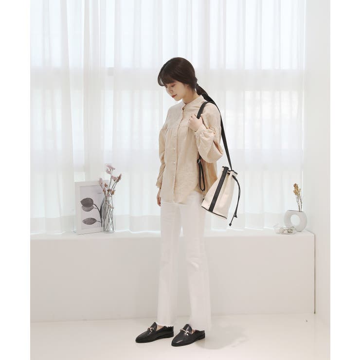 コットンストライプ シャーリングブラウス | by muni:r | 詳細画像11 