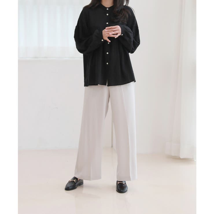 コットンストライプ シャーリングブラウス | by muni:r | 詳細画像13 