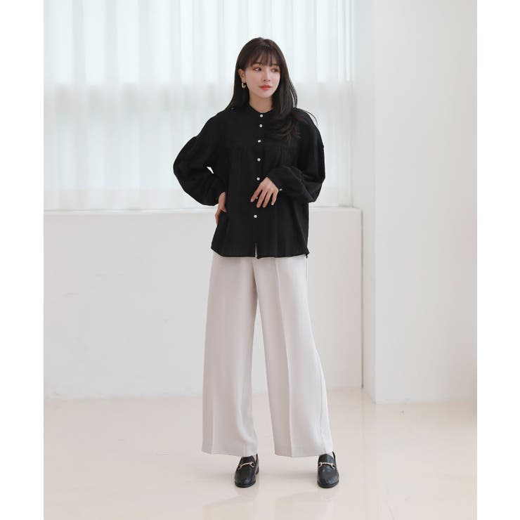 コットンストライプ シャーリングブラウス | by muni:r | 詳細画像14 