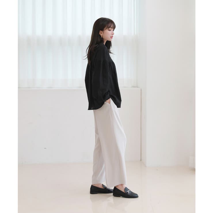 コットンストライプ シャーリングブラウス | by muni:r | 詳細画像15 