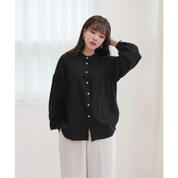 コットンストライプ シャーリングブラウス | by muni:r | 詳細画像18 