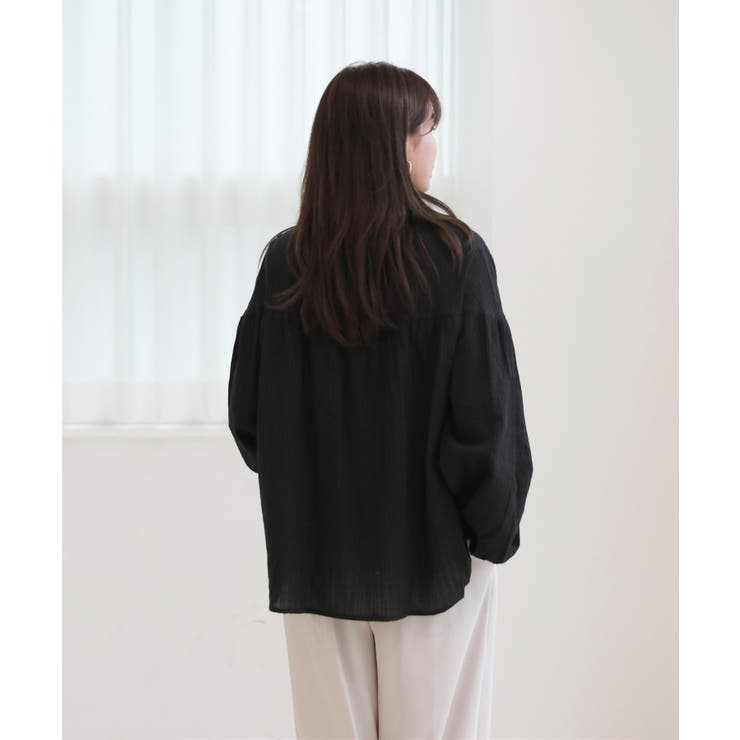 コットンストライプ シャーリングブラウス | by muni:r | 詳細画像19 