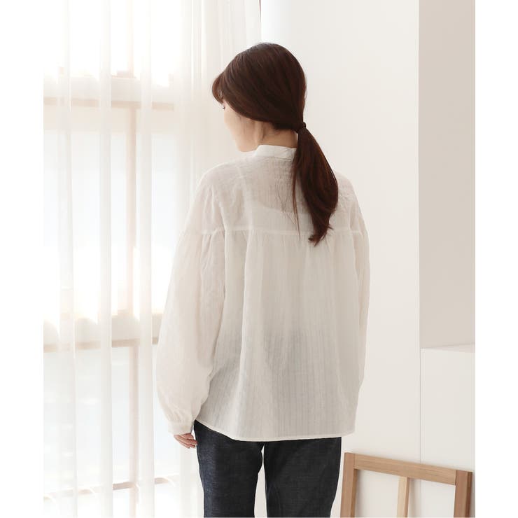 コットンストライプ シャーリングブラウス | by muni:r | 詳細画像22 