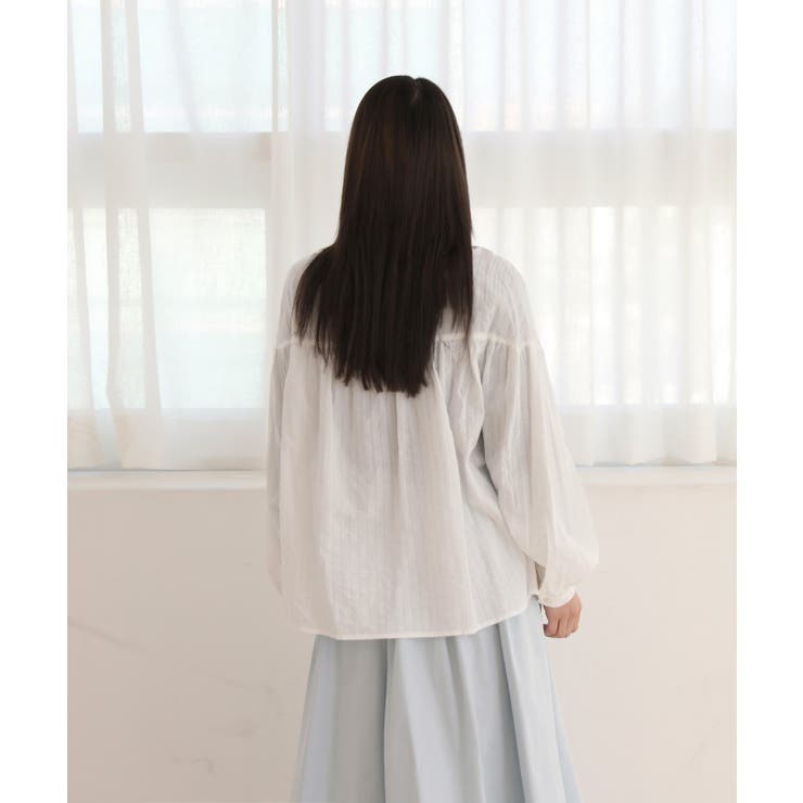 コットンストライプ シャーリングブラウス | by muni:r | 詳細画像25 