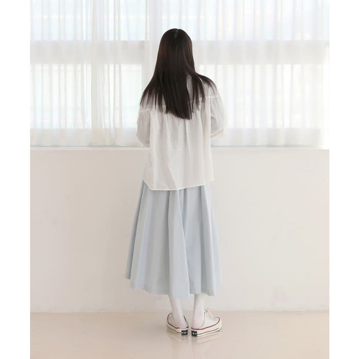 コットンストライプ シャーリングブラウス | by muni:r | 詳細画像26 