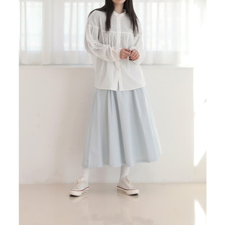 コットンストライプ シャーリングブラウス | by muni:r | 詳細画像27 