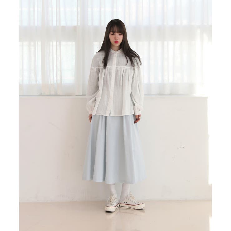 コットンストライプ シャーリングブラウス | by muni:r | 詳細画像28 