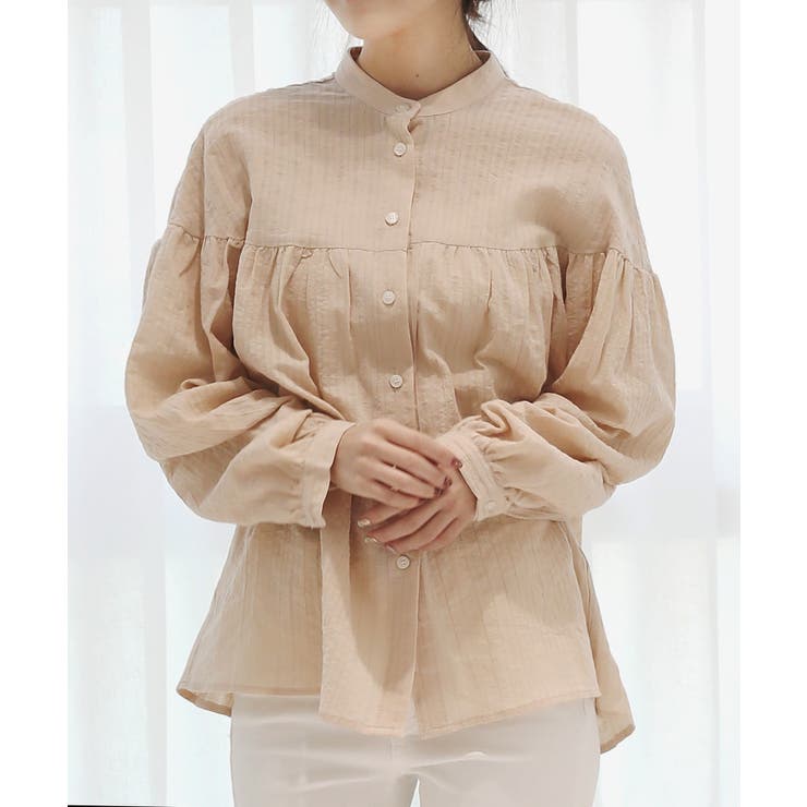 コットンストライプ シャーリングブラウス | by muni:r | 詳細画像3 