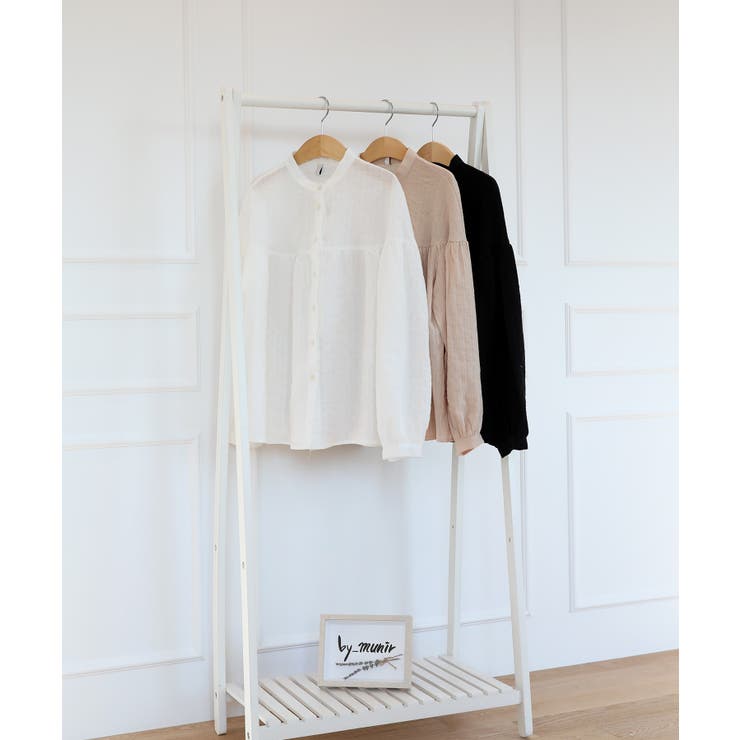 コットンストライプ シャーリングブラウス | by muni:r | 詳細画像30 