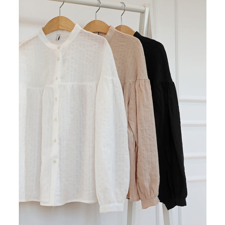 コットンストライプ シャーリングブラウス | by muni:r | 詳細画像31 