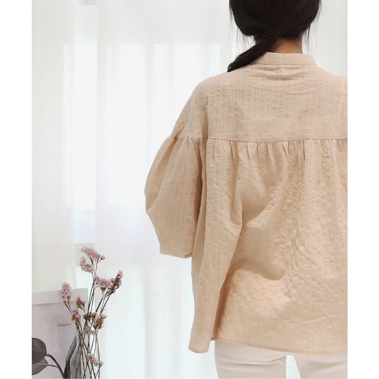 コットンストライプ シャーリングブラウス | by muni:r | 詳細画像4 