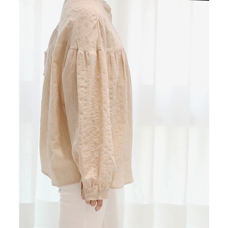 コットンストライプ シャーリングブラウス | by muni:r | 詳細画像5 