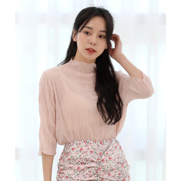 パステルカラー ハイネック チュール ブラウス | by muni:r | 詳細画像1 