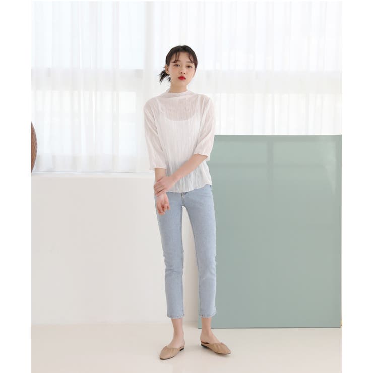 パステルカラー ハイネック チュール ブラウス | by muni:r | 詳細画像12 