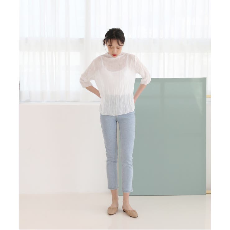 パステルカラー ハイネック チュール ブラウス | by muni:r | 詳細画像13 