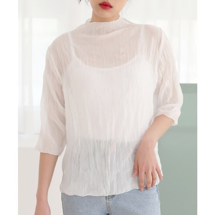 パステルカラー ハイネック チュール ブラウス | by muni:r | 詳細画像18 