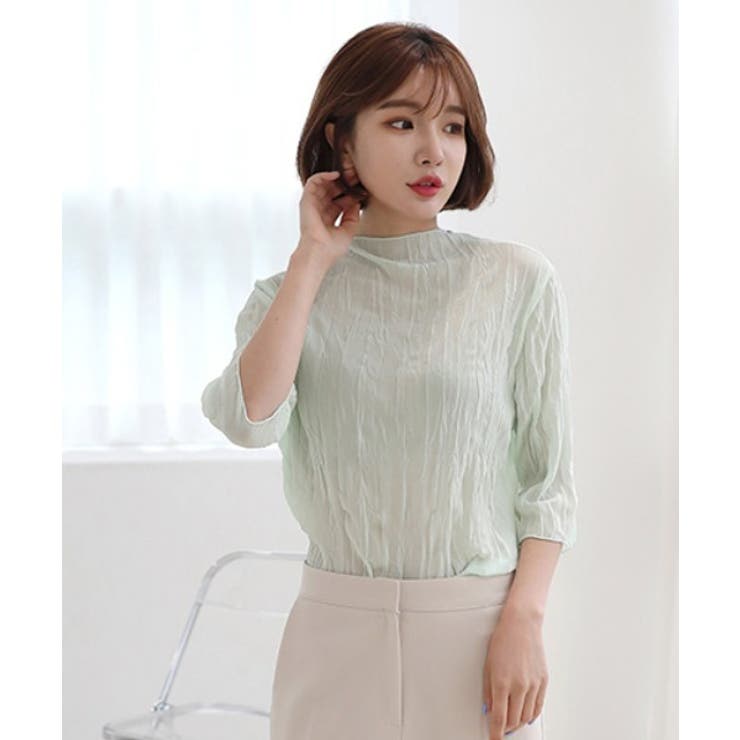 パステルカラー ハイネック チュール ブラウス | by muni:r | 詳細画像24 