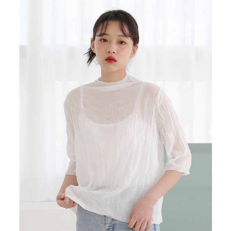 パステルカラー ハイネック チュール ブラウス | by muni:r | 詳細画像7 