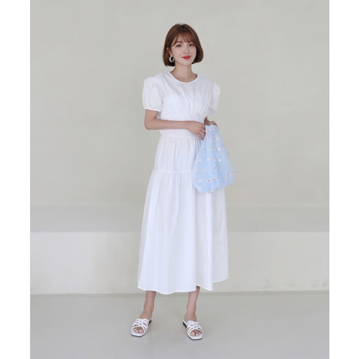 パフシャーリング リボンロングワンピース/バックポイントリボンフレアワンピース | by muni:r | 詳細画像12 