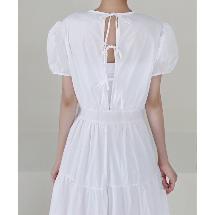 パフシャーリング リボンロングワンピース/バックポイントリボンフレアワンピース | by muni:r | 詳細画像14 