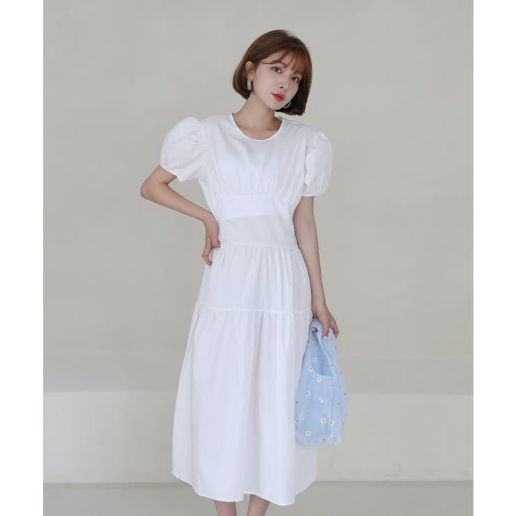 パフシャーリング リボンロングワンピース/バックポイントリボンフレアワンピース | by muni:r | 詳細画像18 