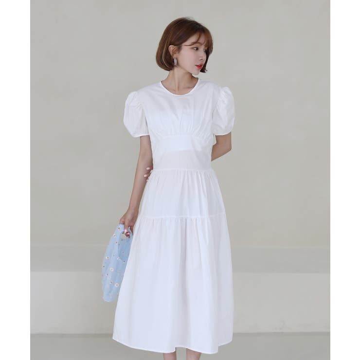 パフシャーリング リボンロングワンピース/バックポイントリボンフレアワンピース | by muni:r | 詳細画像8 