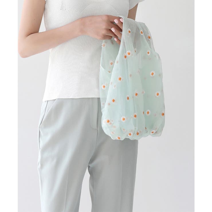 シフォン花刺繍シースルー トートバック | by muni:r | 詳細画像1 