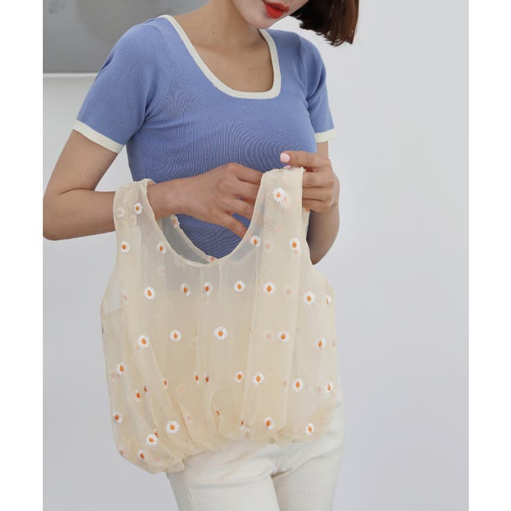 シフォン花刺繍シースルー トートバック | by muni:r | 詳細画像17 