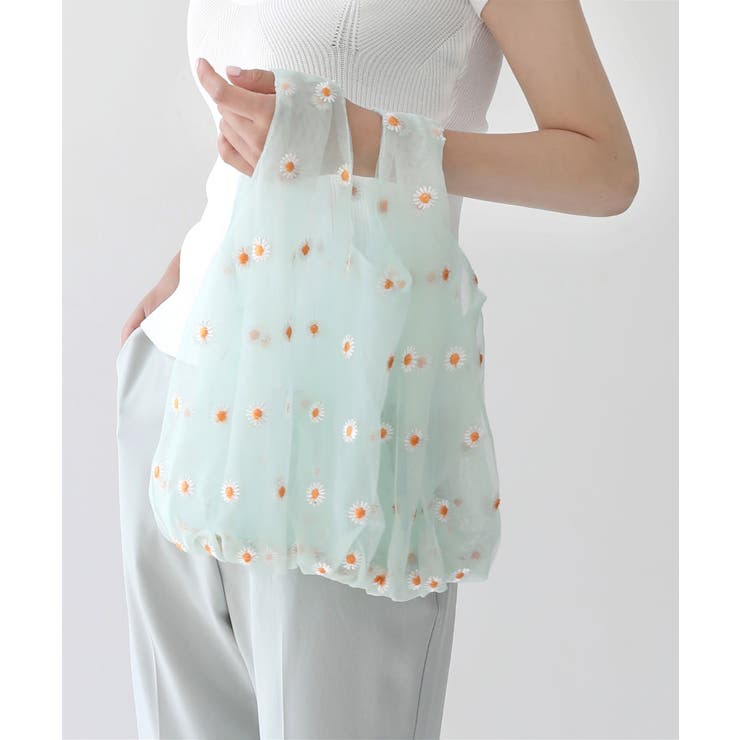 シフォン花刺繍シースルー トートバック | by muni:r | 詳細画像2 