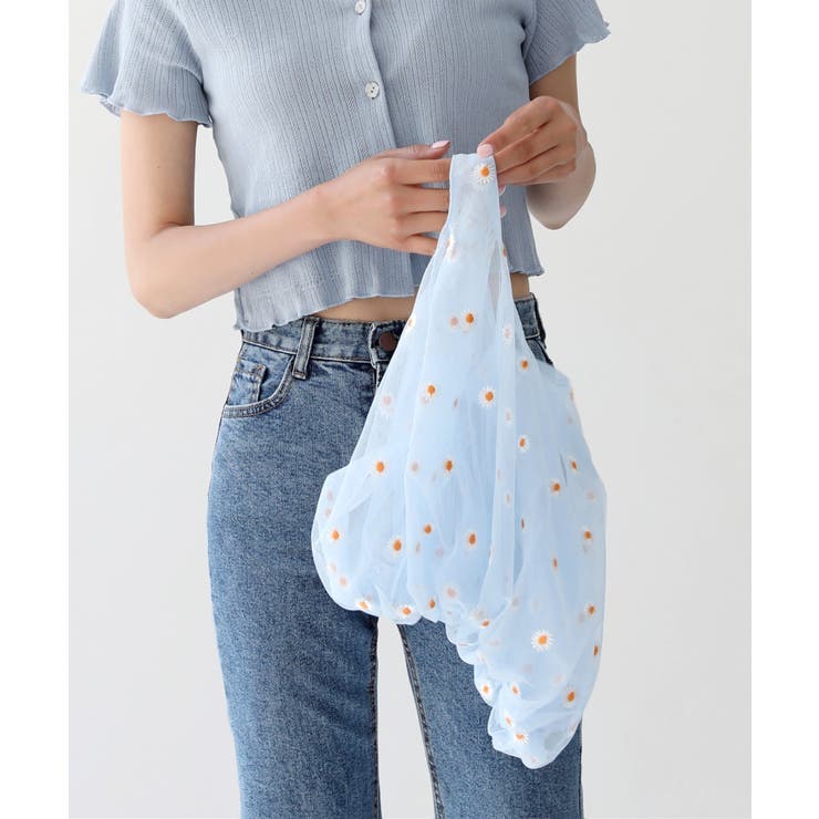 シフォン花刺繍シースルー トートバック | by muni:r | 詳細画像7 
