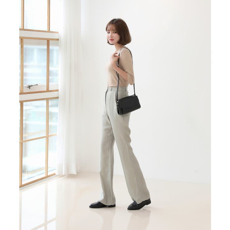 美脚パステルロングスラックス/しわ加工サテンフレアパンツ | by muni:r | 詳細画像11 