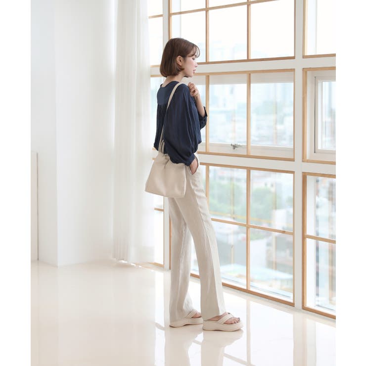 美脚パステルロングスラックス/しわ加工サテンフレアパンツ | by muni:r | 詳細画像22 