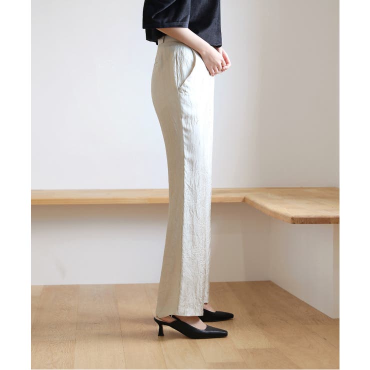 美脚パステルロングスラックス/しわ加工サテンフレアパンツ | by muni:r | 詳細画像27 
